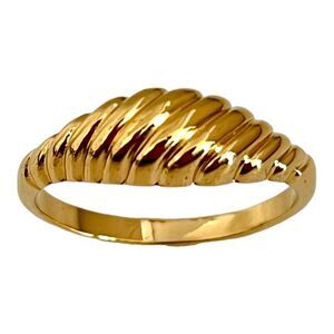 New Vintage Ring Size 8 Uncas 14K Gold Plate Shrimp Dome Design 14W